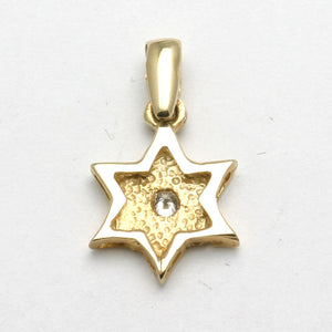 14k Yellow Gold Diamond Star of David pendant Solitaire - JewelryJudaica