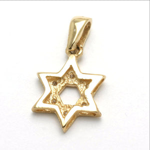 14k Yellow Gold Diamond Jewish Star of David Pendant - JewelryJudaica