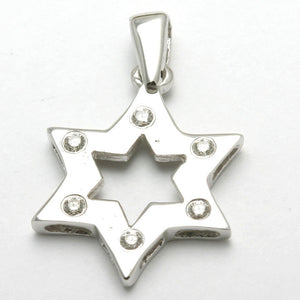 14k White Gold Diamond Jewish Star of David Pendant - JewelryJudaica