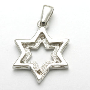 14k White Gold Diamond Jewish Star of David Pendant - JewelryJudaica