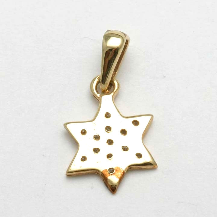14k Yellow Gold Diamond Star of David Pendant Small - JewelryJudaica