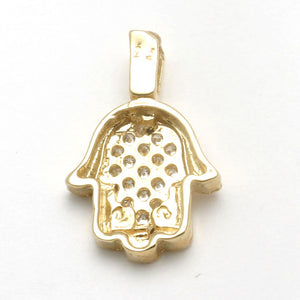 14k Yellow Gold Diamond Hamsa Pendant 1/4 carat - JewelryJudaica