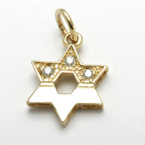 14k Yellow Gold Diamond Jewish Star of David Pendant Modern - JewelryJudaica