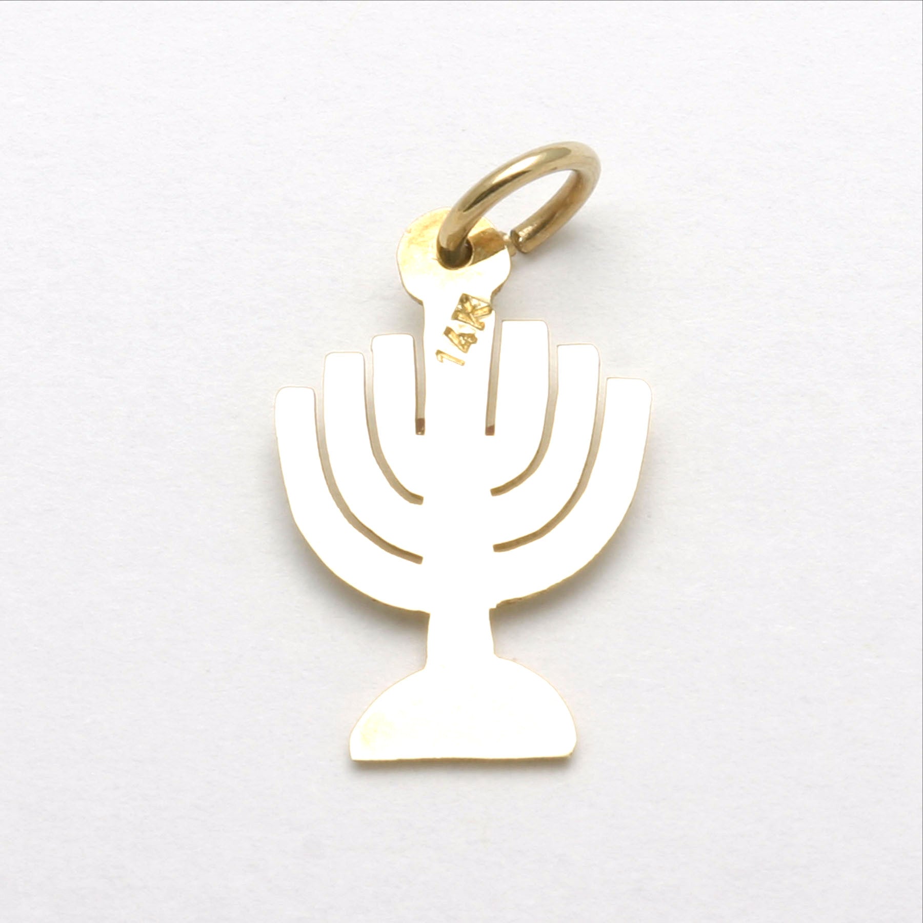 14k Yellow Gold Menorah Pendant Charm - JewelryJudaica