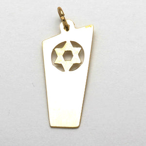 14k Yellow gold Mezuzah Pendant Star of David Pendant - JewelryJudaica