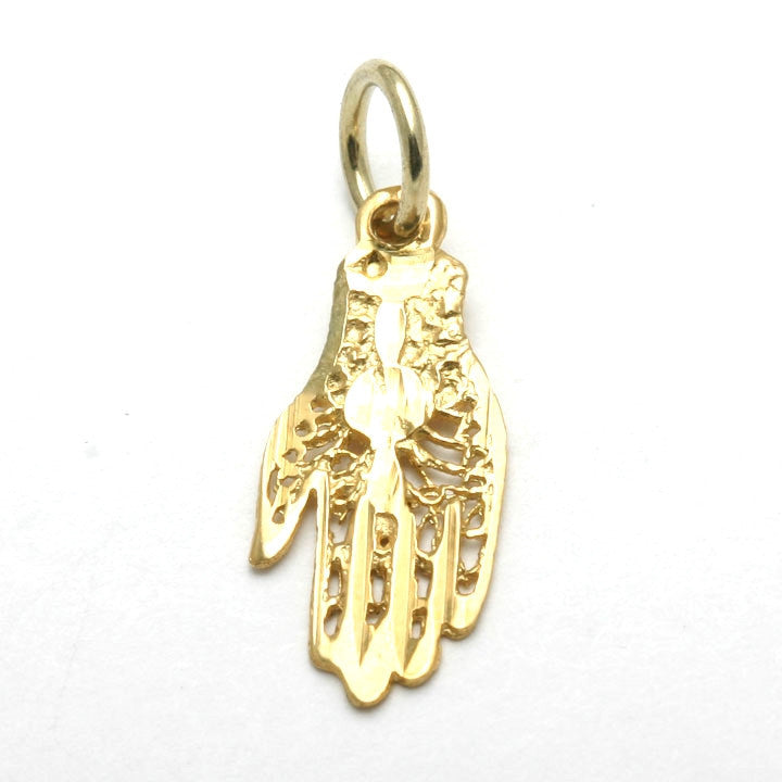 14k Yellow Gold Hamsa Filigree Pendant Small Hand of G-d - JewelryJudaica