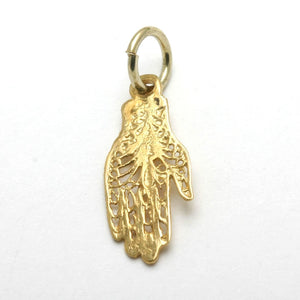14k Yellow Gold Hamsa Filigree Pendant Small Hand of G-d - JewelryJudaica
