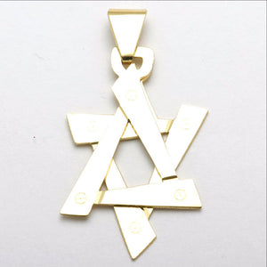 14k Yellow Gold Kinetic Star of David Pendant Large - JewelryJudaica