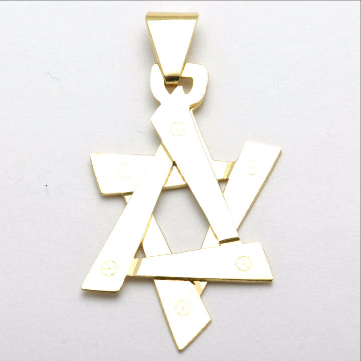 14k Yellow Gold Kinetic Star of David Pendant Large - JewelryJudaica