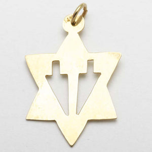 14k yellow gold Star of David Dreidel Pendant Israel - JewelryJudaica