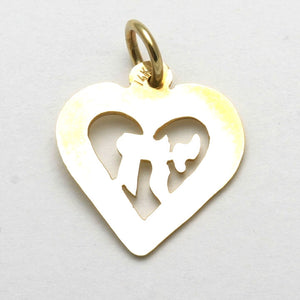 14k Yellow Gold Chai Heart Pendant - JewelryJudaica