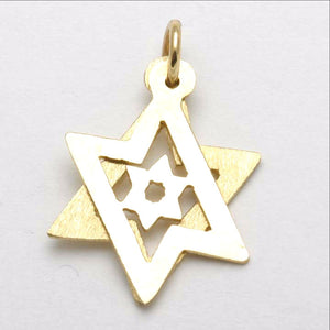 14k Yellow Gold Star of David Pendant Kinetic Israel - JewelryJudaica
