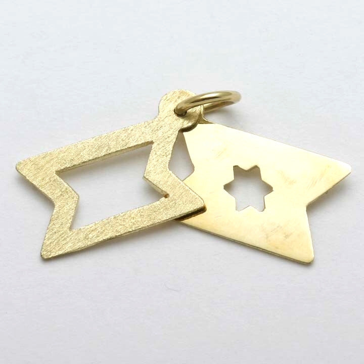 14k Yellow Gold Star of David Pendant Solid Kinetic Israel - JewelryJudaica