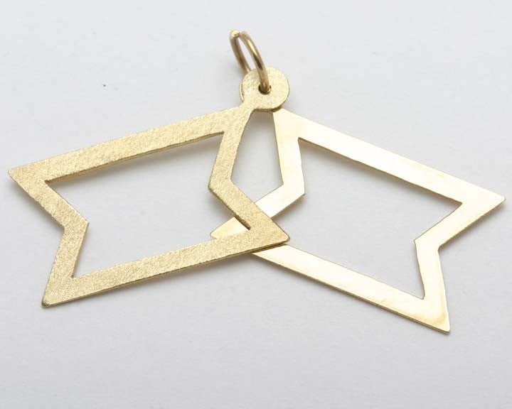 14k Yellow Gold Kinetic Star of David Pendant Large Matte - JewelryJudaica