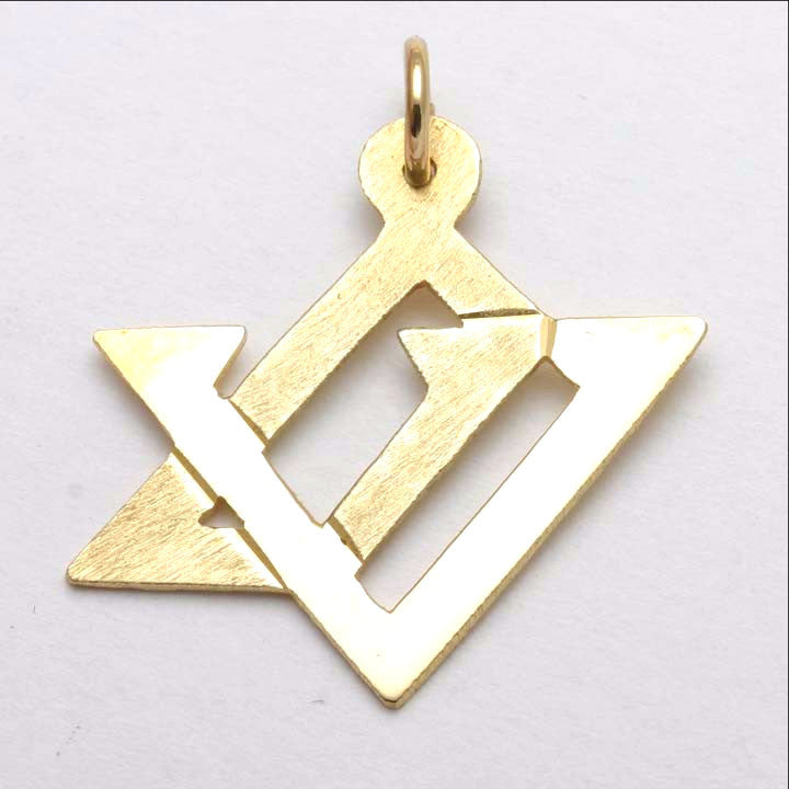 14k Yellow Gold Star of David Shin Modern Israel - JewelryJudaica