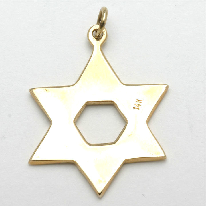 14k Yellow Gold Jewish Star of David Pendant Woven Large - JewelryJudaica