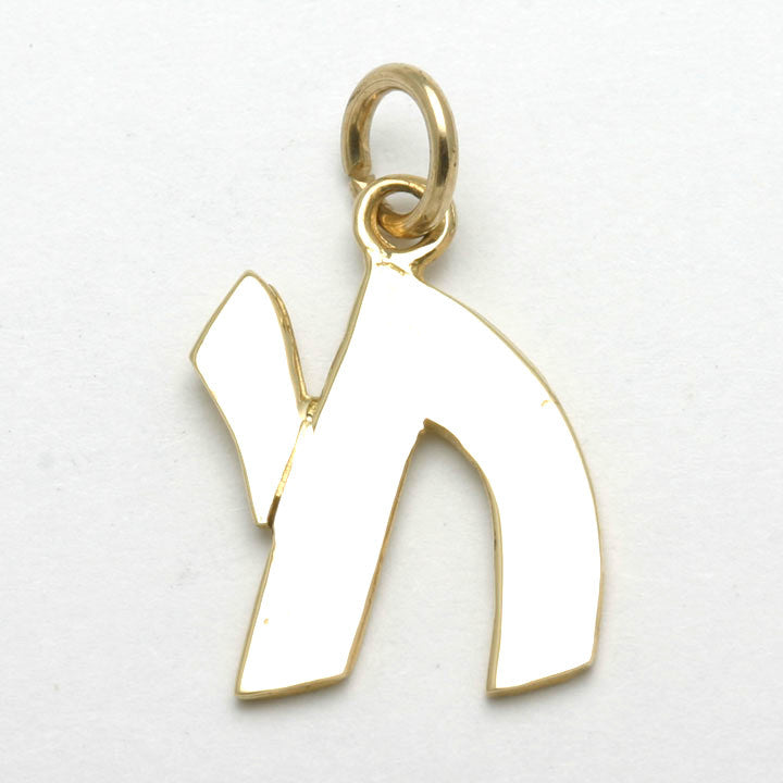 14k Yellow Gold Chai Modern Pendant - JewelryJudaica