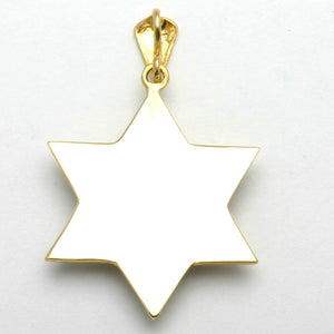 14k Yellow & White Gold Blue Enamel Star of David Pendant - JewelryJudaica