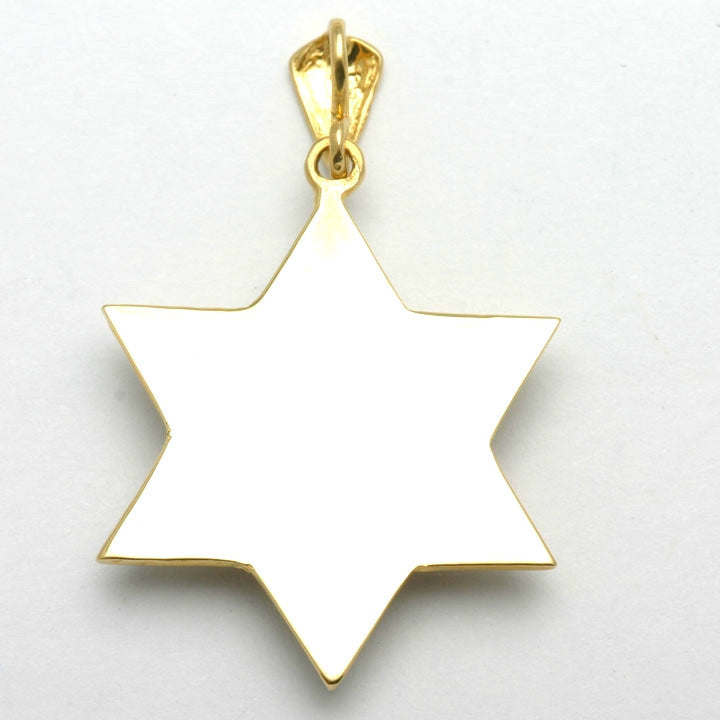 14k Yellow & White Gold Blue Enamel Star of David Pendant - JewelryJudaica