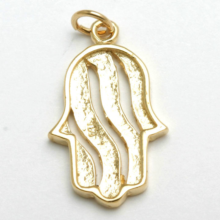 14k Yellow Gold Hamsa Swirl Pendant - JewelryJudaica