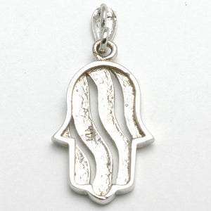 14k White Gold Hamsa Swirl Pendant - JewelryJudaica