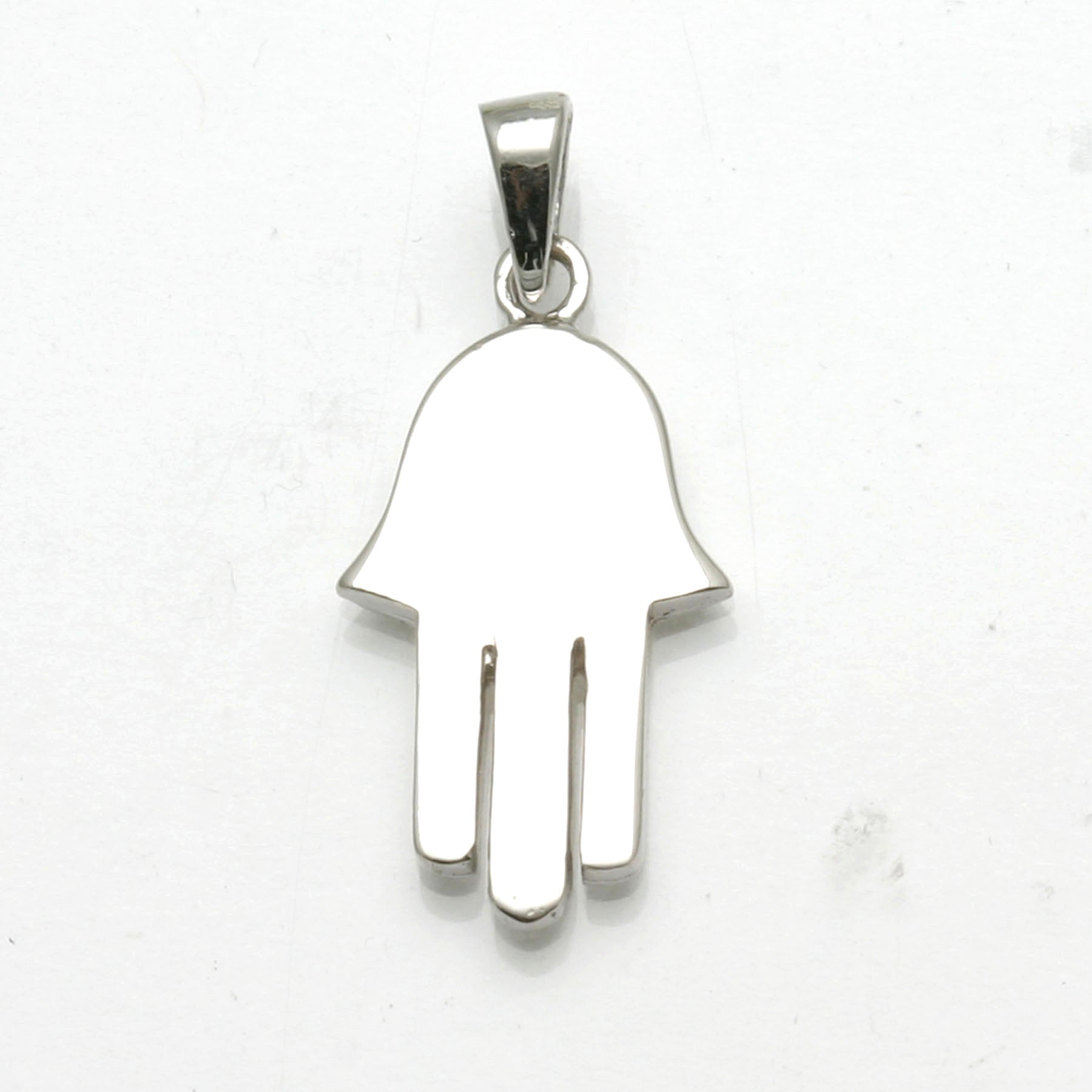 14k White Gold Hamsa Pendant Matte - JewelryJudaica