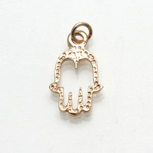 14k Rose gold Hamsa Outline Pendant Small - JewelryJudaica