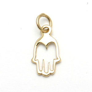 14k Yellow Gold Hamsa Pendant Small - JewelryJudaica