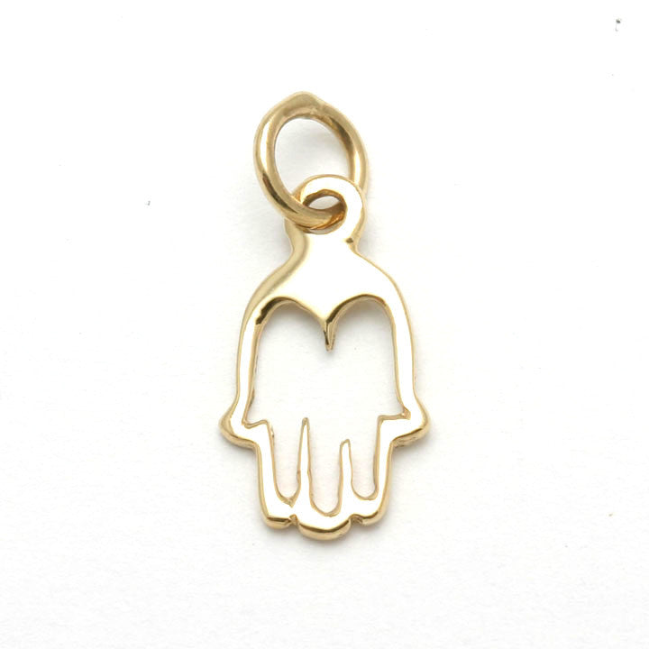 14k Yellow Gold Hamsa Pendant Small - JewelryJudaica