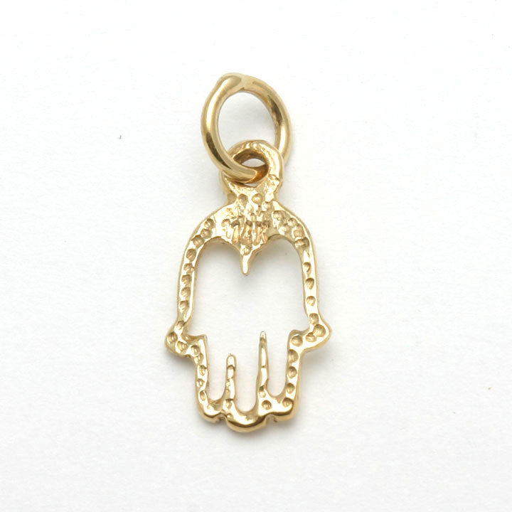 14k Yellow Gold Hamsa Pendant Small - JewelryJudaica