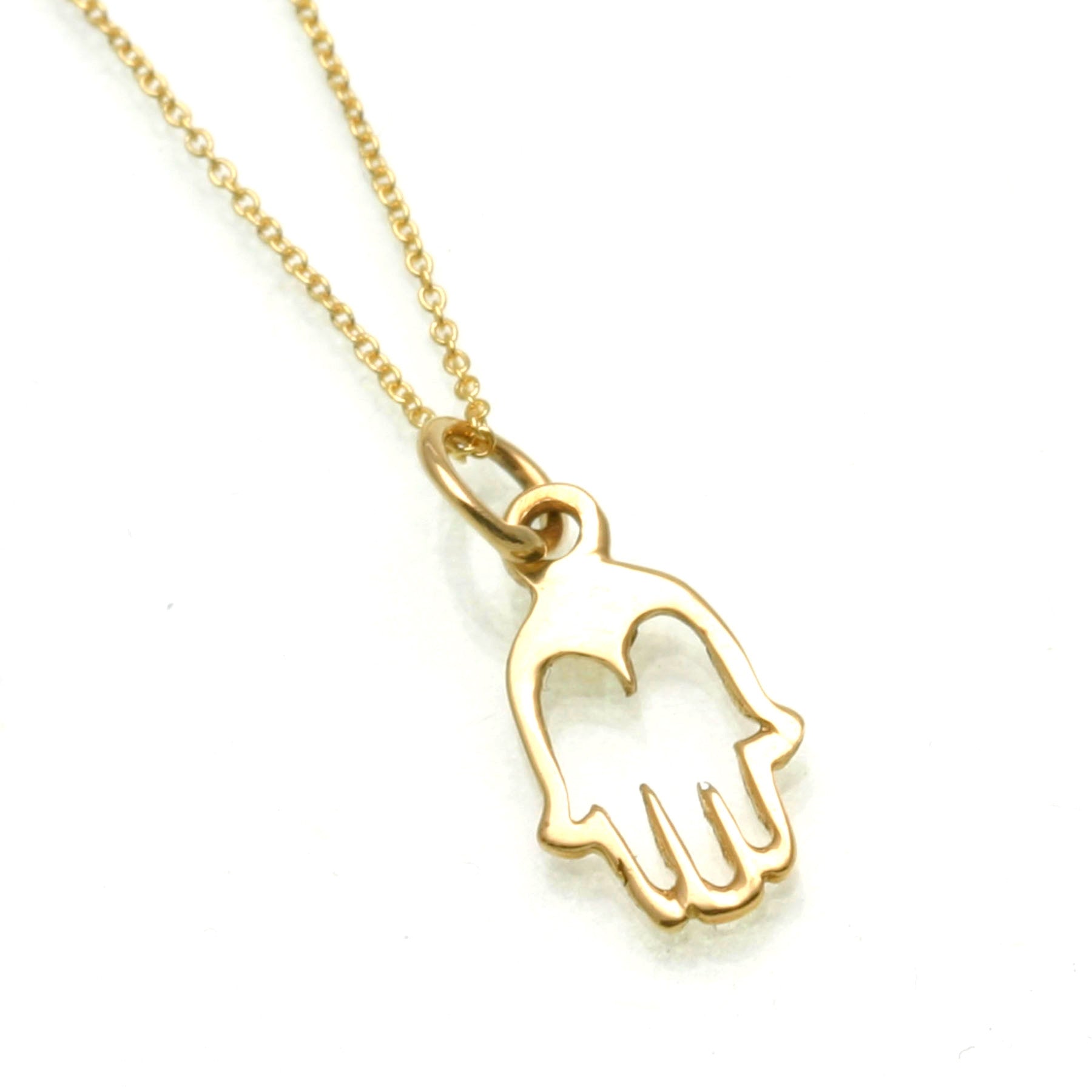 14K Gold Hamsa Jerusalem Pendant Necklace (Star of David) | Judaica Webstore