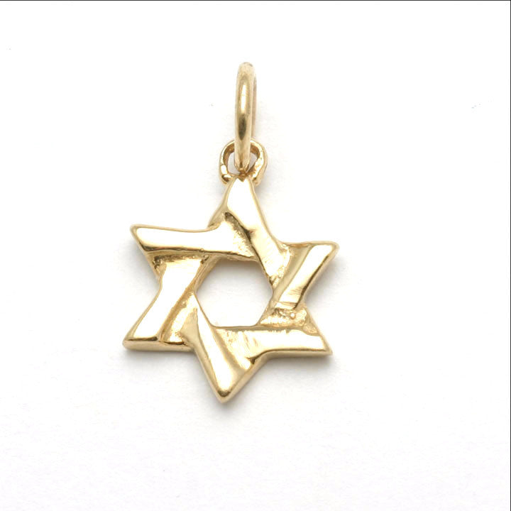 14k Yellow Gold Woven Star of David Pendant Small - JewelryJudaica