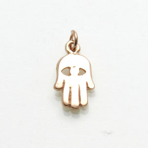 14k Rose Gold Hamsa Hand Evil Eye Pendant Small - JewelryJudaica