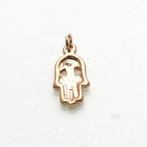 14k Rose Gold Hamsa Hand Evil Eye Pendant Small - JewelryJudaica