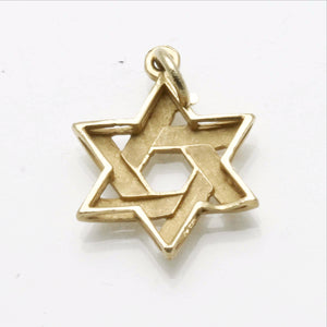 14k Yellow Gold Woven Jewish Star of David Pendant - JewelryJudaica