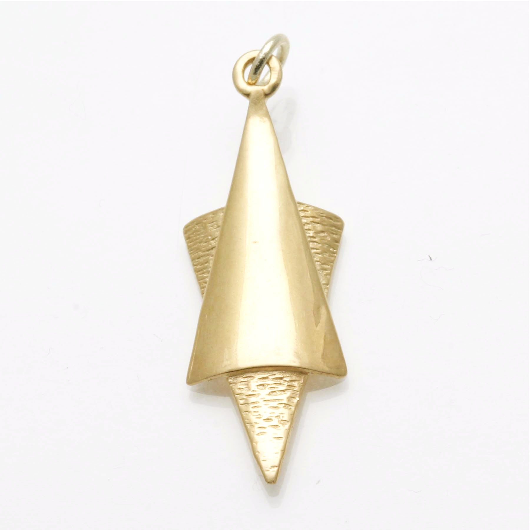 14k Yellow Gold Elongated Star of David Pendant Modern - JewelryJudaica