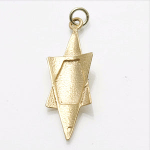 14k Yellow Gold Elongated Star of David Pendant Modern - JewelryJudaica