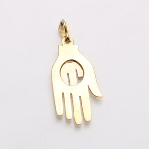 14k two tone Hamsa Chai Pendant - JewelryJudaica