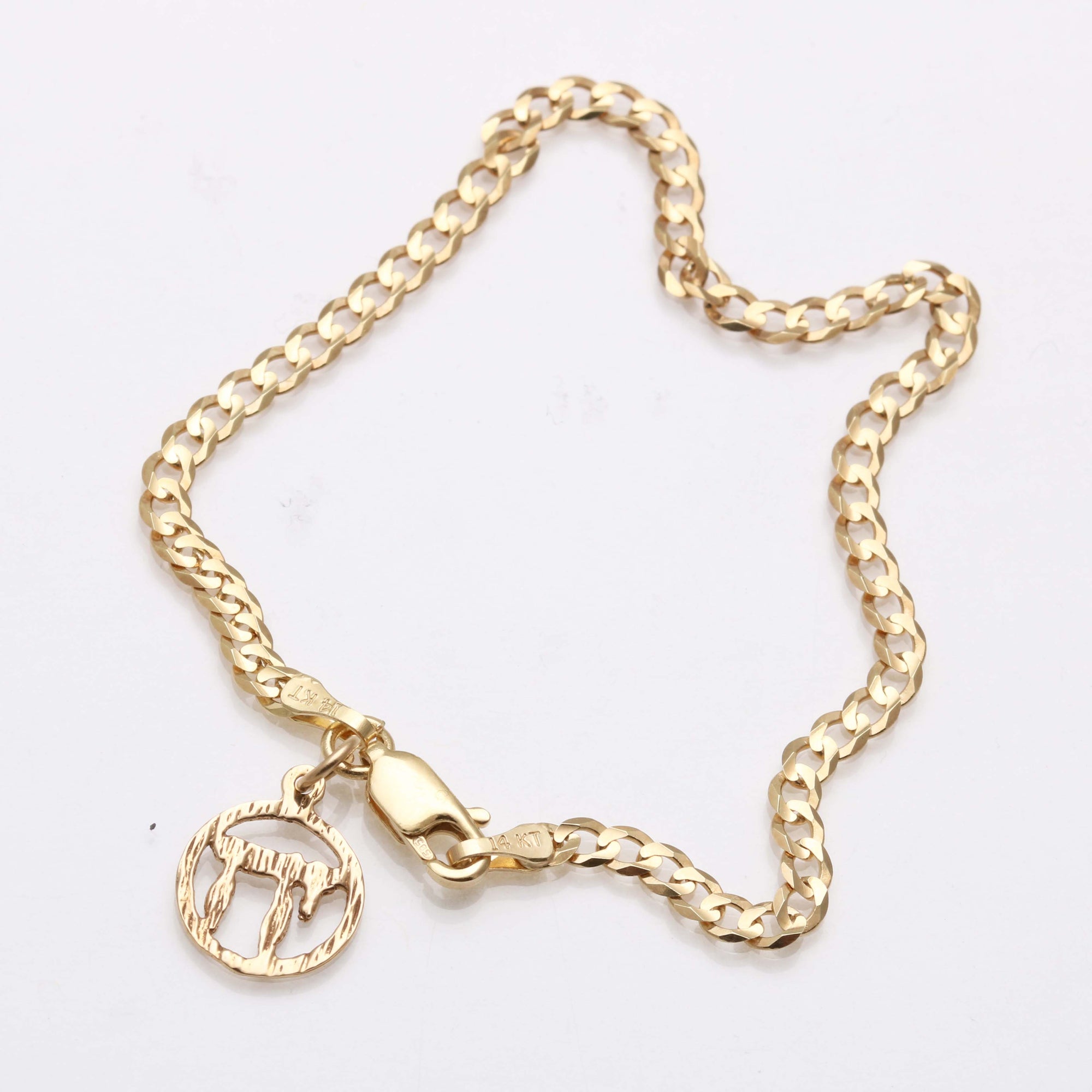 14k Yellow Gold Chai Bracelet Curb Link