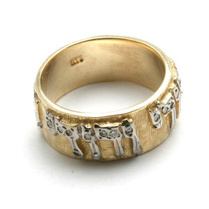 14k Yellow Gold Diamond Ani Le Dodi Jewish Wedding Band Beloved - JewelryJudaica