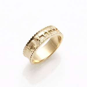 14k Yellow Gold Ani Le Dodi Jewish Wedding Band Ring Ridge - JewelryJudaica