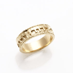 14k Yellow Gold Ani Le Dodi Jewish Wedding Band Ring Ridge - JewelryJudaica