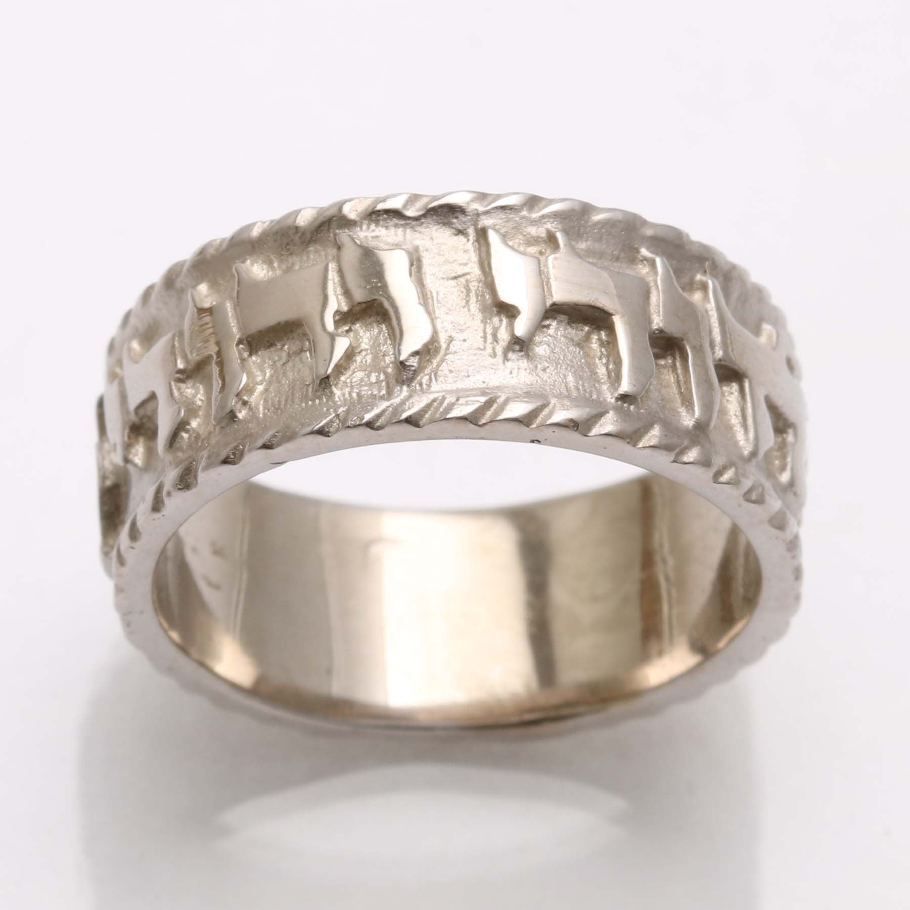 14k White Gold Ani Le Dodi Jewish Wedding Band Ring Ridge - JewelryJudaica