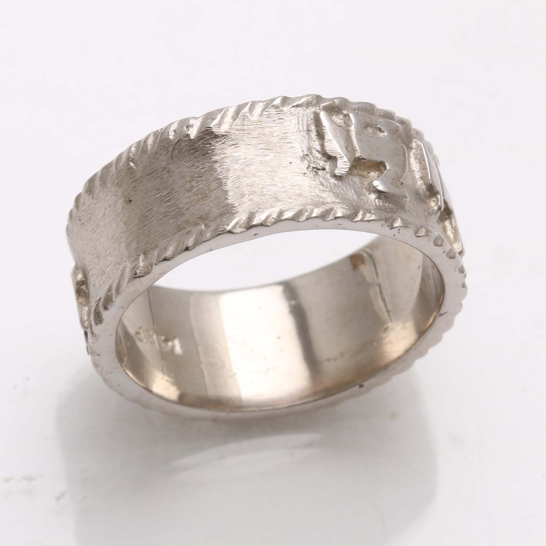 14k White Gold Ani Le Dodi Jewish Wedding Band Ring Ridge - JewelryJudaica