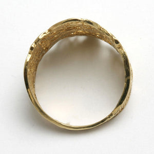 14k Yellow gold Chai Filigree Wide Ring Judaica - JewelryJudaica