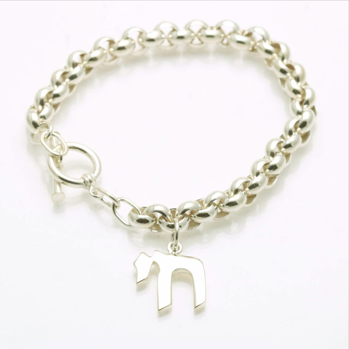 Sterling Silver Chai Rolo Link Bracelet - JewelryJudaica