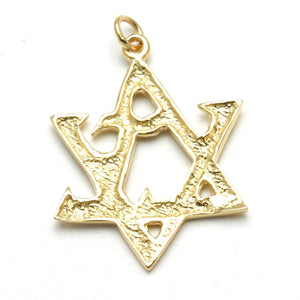 14k Yellow Gold Star of David Love Pendant - JewelryJudaica