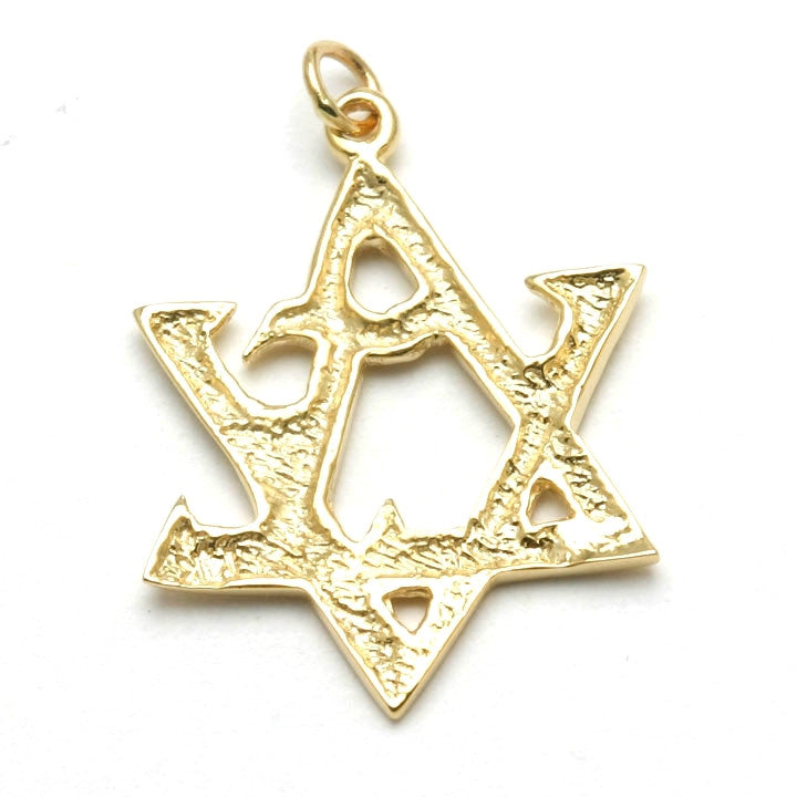 14k Yellow Gold Star of David Love Pendant - JewelryJudaica