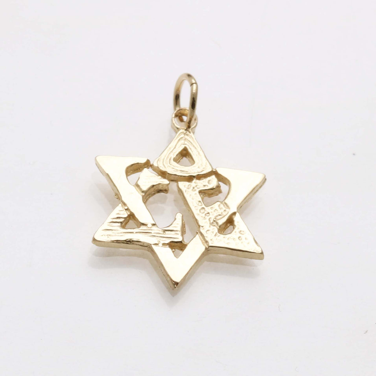 14k Yellow Gold Star of David Love Pendant Small - JewelryJudaica