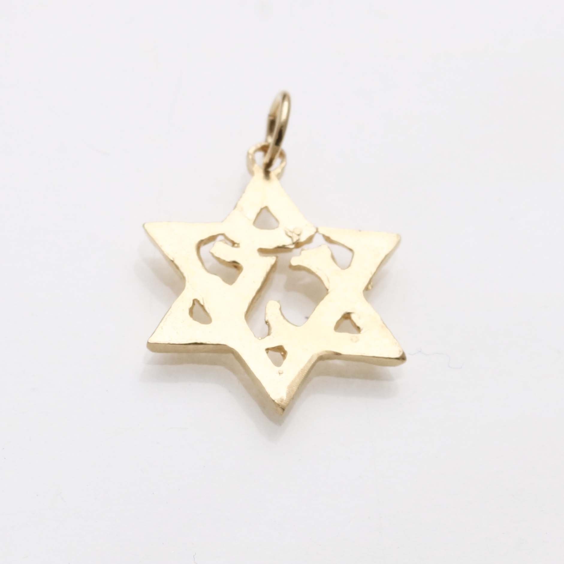 14k Yellow Gold Star of David Love Pendant Small - JewelryJudaica